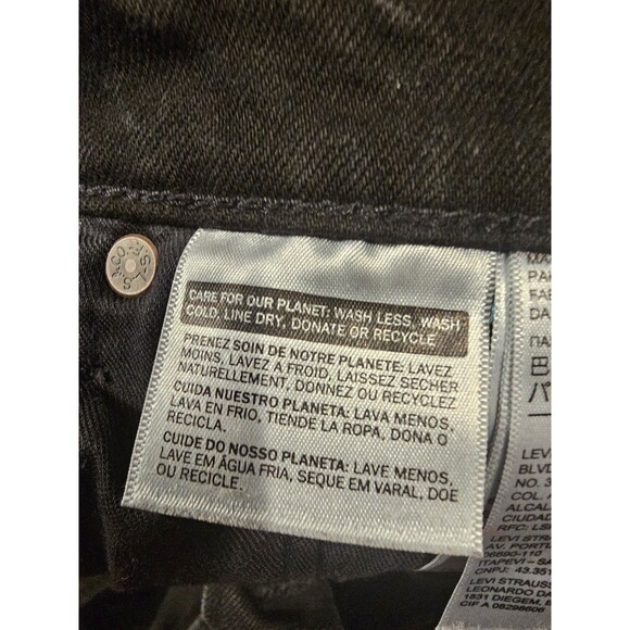 Levis Jeans Mens 34x32 Lot 514 Big E Leather Tab Premium Black Denim - Picture 7 of 11